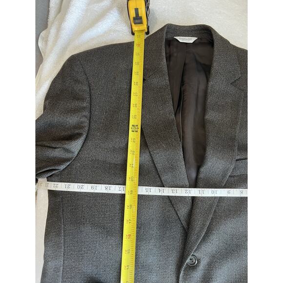 Joseph Feiss 100% Lambswool Blazer Sport Coat Jacket Dark brown Classic 46L - Picture 7 of 12